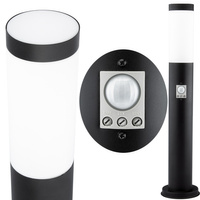 Venkovní zahradní lampa E27 BLACK POST 45 cm s pohybovým a soumrakovým senzorem