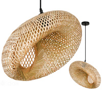 Bambusová dekorativní závěsná lampa E27 Boho Bemidi Kobi