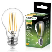 LED žárovka E27 A60 7W = 60W 806lm 3000K Warm 360° FILAMENT LUMILED