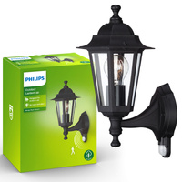 Zahradní lampa LED nástěnná lampa PEKING myGarden E27 IP44 nahoru Lucerna s čidlem soumraku Černá PHILIPS