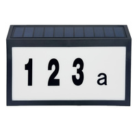 Solární LED fasáda osvětlená číslem domu Nástěnná lampa 6000K IP44