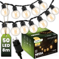 Venkovní řetěz 8m, 50x LED 3000K NESSA LUMILED