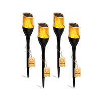 4x LED zahradní svítilna Solární tyč 60 cm Plamen Soumrakový senzor