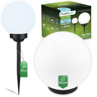 Solární zahradní LED lampa zapichovací bílá koule ATRIS 20cm LUMILED