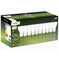 10x Žárovka LED GU10, 8W = 80W 720lm 4000K Neutrální bílá 120° LUMILED