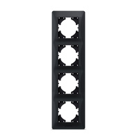 Horizontální rámeček pro čtyřzásuvkové nástěnné zásuvky Černá BINERA VIDEX