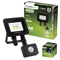 LED Reflektor snímač pohybu 10W, 1100lm 4000K IP65 Černá ZUME ALS LUMILED