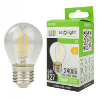 LED žárovka Ball P45 E27 2W 240lm 2700K Warm FILAMENT Ecolight