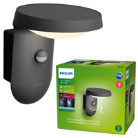 Zahradní lampa LED nástěnná lampa TYLA IR myGarden 9W 4000K IP44 s pohybovým a soumrakovým senzorem antracit PHILIPS