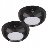 2x LED lampa pod skříňku samolepicí kulatá. napájená baterií 4000K 3xAAA černá