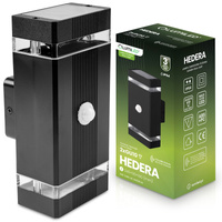 Zahradní nástěnné svítidlo shora dolů 2x GU10 Black Senzor pohybu a soumraku HEDERA LUMILED
