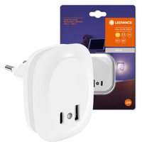Noční světlo LED s konektorem USB-A USB-C do zásuvky 12,5 W 9 lm 3000K teplé se soumrakovým senzorem bílé Lunetta Ledvance