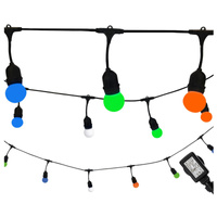 Venkovní zahradní girlanda světelný řetěz PARTY 5.6m 10xE27 barevný RGB 6W GOLDLUX (Polux)