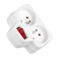 Rozdělovač elektrické sítě 2x 2P+0 Zloděj 2 zásuvky s uzemněním + vypínač VAYOX