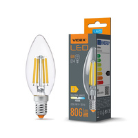 LED žárovka E14 C35 Candle 6W = 60W 806lm 4000K Neutrální 360° FILAMENT Videx