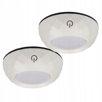 2x LED samolepicí kulaté podskříňové svítidlo. 4000K 3xAAA napájené baterií. bílá