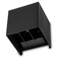 LED zahradní nástěnná lampa 2x4W 3000K Nastavitelná nahoru a dolů Černá RIKO KOBI