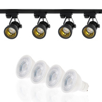Osvětlení kolejnice 2m kolejnice + 4x GU10 černo-zlatý kolejový reflektor + 6W LED GU10 3000K