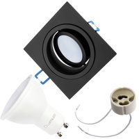 Halogenová Podhledové svítidlo GU10, MR16 Nastavitelná Čtvercová Černá CASSIO+LED GU10 6W=60W 580lm Teplá bílá LUMILED
