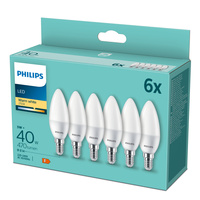 6x LED žárovka E14 Candle B35 4,9W = 40W 470lm 2700K Warm Essential Philips