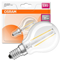LED žárovka P45 Ball E14 2,5W = 25W 250lm 2700K Warm 300° Retrofit Filament CLASSIC Osram