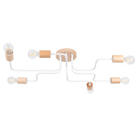 Stropní lustr 6x E27 Přírodní dřevo Bílý Timbo Peach Puff SL.1666 Sollux