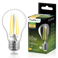 LED žárovka E27 A60 7W = 60W 806lm 3000K Warm 360° FILAMENT LUMILED