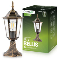 Venkovní zahradní lampa E27, LED nízký sloupek, lucerna, 40cm, Patina, BELLIS LUMILED