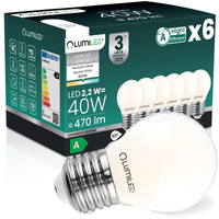 6x LED žárovka E27 Ball P45 2,2W 470lm = 40W 4000K Neutrana 360° Filament CLASS A LUMILED