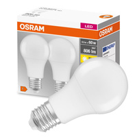 2X LED žárovka E27 A60 8W = 60W 806lm 2700K Teplá 200° OSRAM