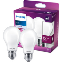 Sada 2x LED Žárovka E27 A60 10,5W = 100W 1521lm 4000K Neutrální vlákno Mléčné PHILIPS