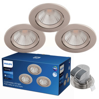 3x LED SPARKLE 5,5W 2700K Stmívatelné kulaté saténové svítidlo pro zápustnou montáž PHILIPS