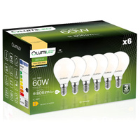 6x Žárovka LED P45, E14 7W = 60W 806lm 3000K Teplá bílá 360° Filament Mléčná LUMILED
