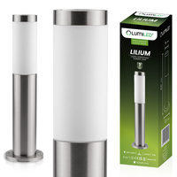 Venkovní zahradní lampa E27, LED sloupek 45cm inox LILIUM LUMILED