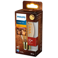 LED žárovka na svíčku E14 B35 2.5W = 15W 136lm 1800K Teplá bílá vlákno jantarové PHILIPS Stmívatelné