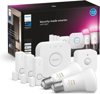 2x LED Žárovka E27 A60 9W CCT RGB + Mostek Hue Bridge + Pohybový senzor + 3PAK Kontaktní senzor Secure Sensor Philips Bluetooth Zigbee
