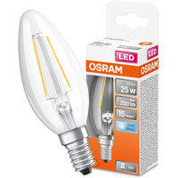 LED žárovka E14 B35 CL 2.5W = 25W 250lm 4000K Neutrální bila 300° vlákno OSRAM STAR