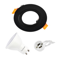 Halogenová Podhledové svítidlo, Kulatá Černá VENTUS + LED GU10 1.5W 120° Teplá bílá LUMILED