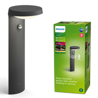 Venkovní LED zahradní svítidlo TYLA IR myGarden 9W 2700K IP44 s pohybovým a soumrakovým čidlem tyč 40cm antracit PHILIPS