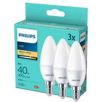 3x LED žárovka E14 svíčka B35 4,9W = 40W 470lm 2700K teplá bílá Philips