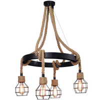 ROPE ALEGRA Stropní závěsné svítidlo 4x E27 Lustr Loft Steel + kabel Black GOLDLUX (Polux)