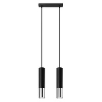 LED závěsné stropní svítidlo LOOPEZ 2xGU10 Black Chrome SOLLUX