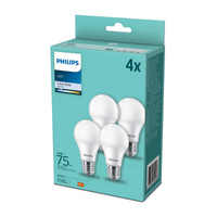 4x LED žárovka E27 A60 10W = 75W 1055lm 4000lK Neutral Milk PHILIPS