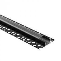 Hliníkový LED profil pro sádrokarton REGIPS široký pod dlaždice Černý 1m s průhledným difuzorem pro LED pásky + krytky GNS Ecolight series