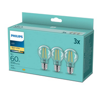 3x LED žárovka E27 A60 7W = 60W 806lm 2700K Warm Filament PHILIPS