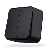 Vypínač světla 2tlačítkový 10A pro povrchovou montáž černý BINERA VIDEX