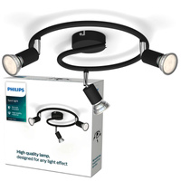 Stropní svítidlo LIMBALI 3x GU10 Nástěnné svítidlo Reflektor pohyblivý černý PHILIPS