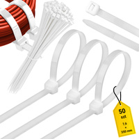 Silná stahovací páska 7.6x350mm bílá 100 kusů ECOLIGHT