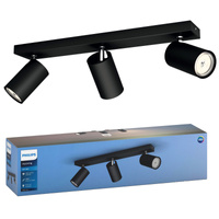 KOSIPO stropní svítidlo Reflektorové svítidlo 3x GU10 černé pohyblivé PHILIPS