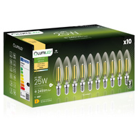 10x LED žárovka E14 Candle B35 2W = 25W 249lm 3000K Warm 360° FILAMENT LUMILED